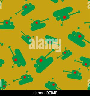 Vettore di Seamless pattern, un cartoon serbatoio militare, Illustrazione Vettoriale