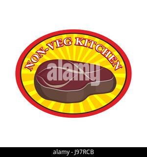 Carne arrosto bistecca. Logo per bar o ristorante. Cucina senza verdura. Piatti a base di carne. Il logo del vettore. Illustrazione Vettoriale