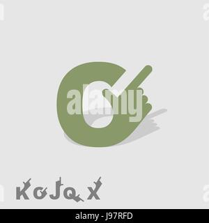 Lettera C. Logo lettere con una mano. Puntare il dito. Lettera dell alfabeto. Modello di business. Illustrazione Vettoriale Illustrazione Vettoriale