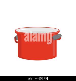 Recipiente rosso. Vasellame per la cottura di alimenti. Utensili da cucina per la cottura della zuppa. Illustrazione Vettoriale Illustrazione Vettoriale