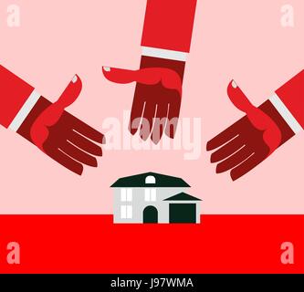 Casa per debito. Red mani. Illustrazione Vettoriale