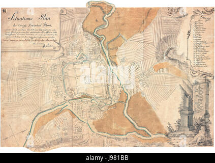 Mappa di Plzen 1781 Foto Stock