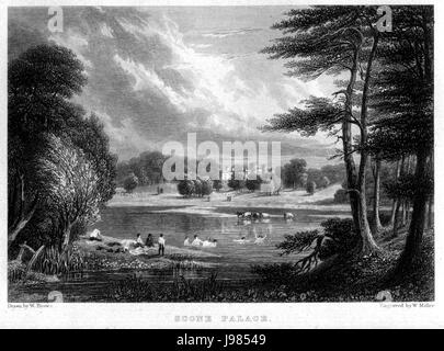 Scone Palace incisione di William Miller dopo W Brown Foto Stock