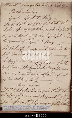 Nathan Hale eseguiti ordinatamente britannico prenota 1776 Foto Stock