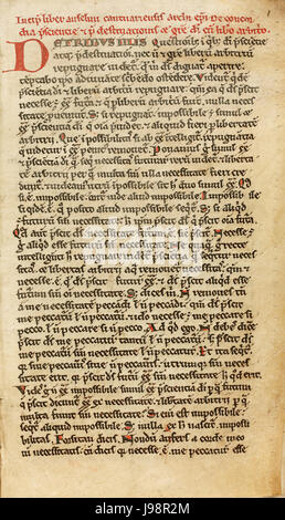 XII c. Manoscritto francese di Anselmo il 'De concordia" (2) Foto Stock