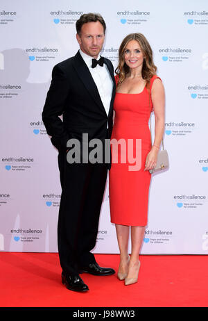 Christian Horner e Geri Horner partecipando alla fine il silenzio Charity Fundraiser di Abbey Road Studios di Londra. Foto Stock