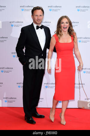 Christian Horner e Geri Horner partecipando alla fine il silenzio Charity Fundraiser di Abbey Road Studios di Londra. Foto Stock