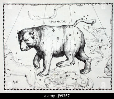 L'Ursa maggiore è una costellazione ben nota, e questo riferimento si riferisce al lavoro dell'astronomo Johannes Hevelius, che ha dato un contributo significativo alla mappatura di questo modello celeste nel XVII secolo. Foto Stock