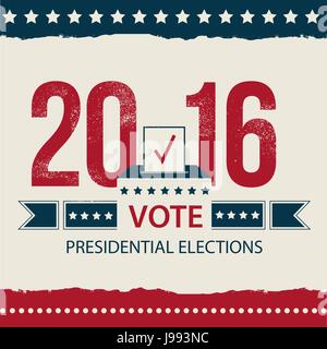Voto presidenziale scheda elettorale delle elezioni presidenziali Design Poster. 2016 USA elezioni presidenziali poster. Illustrazione Vettoriale