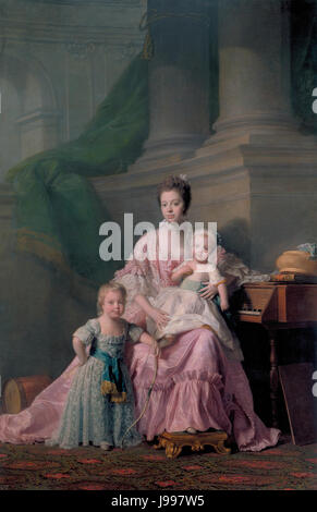 Queen Charlotte (1744 1818) con i suoi due figli maggiori, da Allan Ramsay Foto Stock