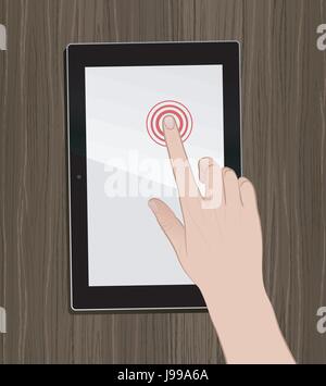 Utilizzando Tablet sul desktop Illustrazione Vettoriale