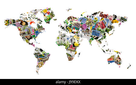 Ombrello, collage, foto, Globe, il pianeta terra, mondo, segno, immagini, mappa, Foto Stock