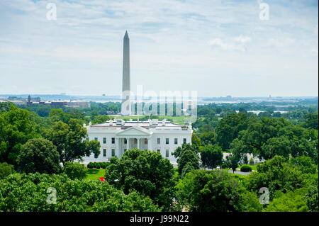Stati Uniti Washington DC Unite Capitol Casa Bianca Washington Monument skyline della città antenna Foto Stock