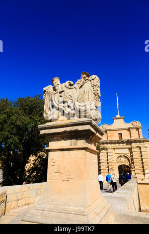 Gateway principale nell'antica città di Mdina, Malta. Foto Stock