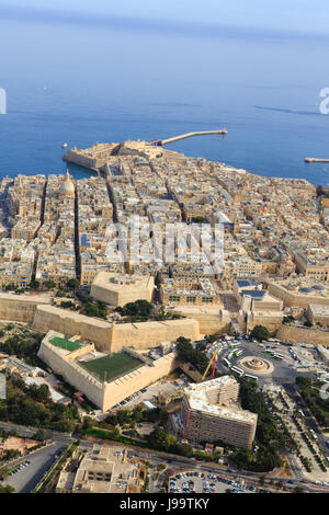 Veduta aerea della città Maltese di La Valletta, Malta Foto Stock