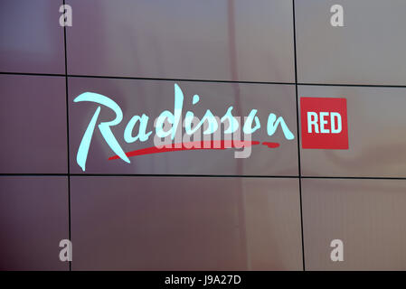 Radisson logo rosso segno Foto Stock
