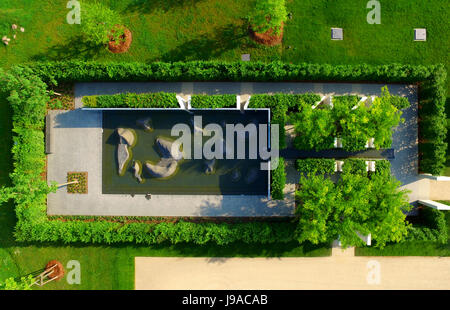 Il giardino "Giardino della mente" (Thailandia) da Pla a Esposizione Florovivaistica Internazionale (IGA Berlino 2017) sito a Berlino, Germania, 30 maggio 2017. (Fotografia aerea prese utilizzando un drone) Foto: Britta Pedersen/dpa-Zentralbild/dpa Foto Stock