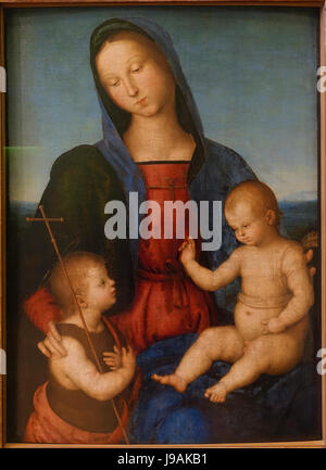 La Vergine e il Bambino benedizione con il bambino San Giovanni (Diotallevi Madonna), Raffael, c. 1502 ad olio su legno di pioppo Bode Museum DSC02462 Foto Stock