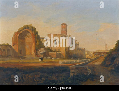 "Roma, una vista del Forum con il Tempio di Venere" di Edward Lear Foto Stock