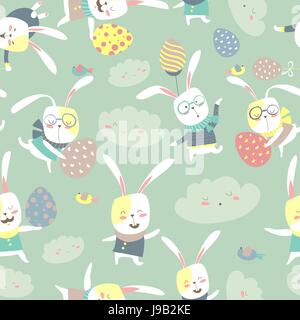 Pasqua cartoon modello senza giunture Illustrazione Vettoriale