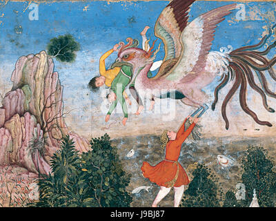 Simurgh portando un giovane uomo Foto Stock