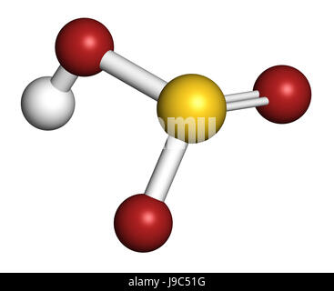 Anione bisolfito, struttura chimica. Comune di sali comprendono sali di bisolfito di sodio (E222) e bisolfito di potassio (E228), utilizzati come conservanti alimentari. 3D Arcavacata di Rende Foto Stock