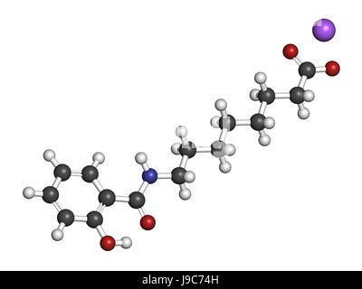 Il sodio salcaprozate (SNAC, sodio N-[8-(2-idrossibenzoil)ammino] Caprilato) assorbimento orale promotore. Foto Stock