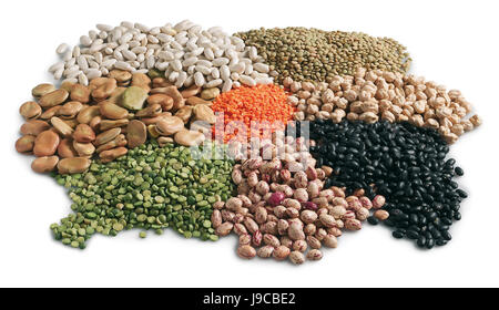 Legumi, cibo, aliment, salute, isolato, verde, marrone, marrone, brunette, Foto Stock