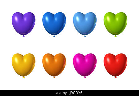 Palloncino, palloncini, ballon, colorata, amore, in amore, cadde in amore, aria, cuore, Foto Stock