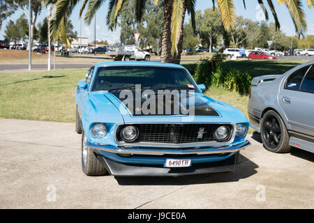 1969 ford mustang mach 1 sul display a Tamworth in Australia. Foto Stock