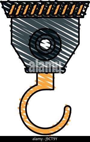 Color pastello cartoon stripe industriali gancio della gru Illustrazione Vettoriale