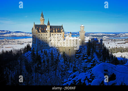 Il Castello di Neuschwanstein vicino a Schwangau, Allgau, Baviera, Germania, Europa Foto Stock