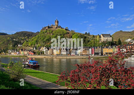 Cochem Castello Imperiale, il Reichsburg, sul fiume Moselle, Renania-Palatinato, Germania, Europa Foto Stock