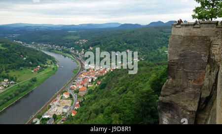 Koenigstein Fortezza, Svizzera Sassone, in Sassonia, Germania, Europa Foto Stock