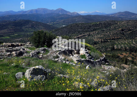 Le rovine della città antica di Micene, Sito Patrimonio Mondiale dell'UNESCO, Peloponneso e Grecia, Europa Foto Stock