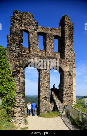 Il castello di Grevenburg rovina, Traben-Trabach, Valle della Mosella, Renania-Palatinato, Germania, Europa Foto Stock