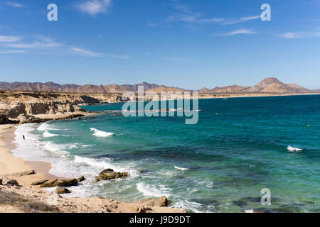 La spiaggia e il mare, Cabo Pulmo, Sito Patrimonio Mondiale dell'UNESCO, Baja California, Messico, America del Nord Foto Stock