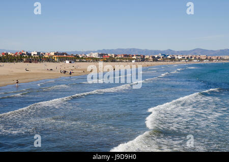 Spiaggia di Malvarrosa, Valencia, Spagna, Europa Foto Stock