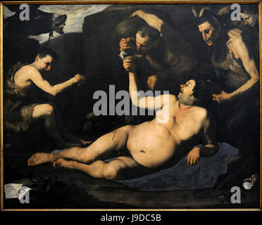 Jusepe de Ribera (1591-1652). Pittore barocco. Silenus ubriaco, 1626. Museo Nazionale di Capodimonte. Napoli. L'Italia. Foto Stock