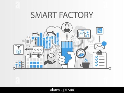 Smart factory o internet industriale di cose sfondo illustrazione vettoriale Illustrazione Vettoriale