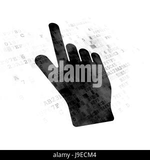 Il concetto di pubblicità: il cursore del mouse su sfondo digitale Foto Stock