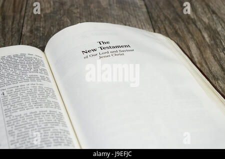 Pagina del titolo per il Nuovo Testamento nella Bibbia - King James Version Foto Stock