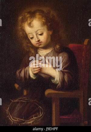 Bartolomé Esteban Murillo - infantile Cristo punga con la corona di spine Foto Stock