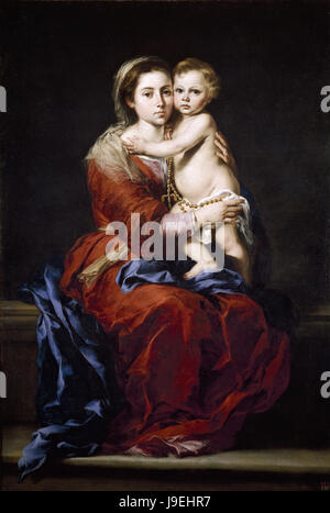 Bartolomé Esteban Murillo - Madonna del Rosario Foto Stock