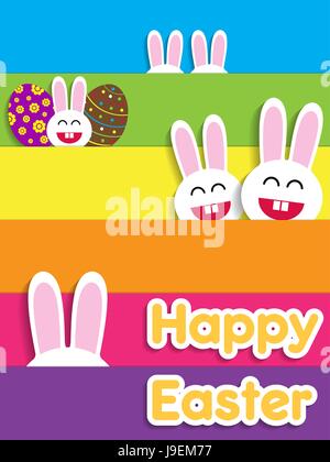 Funny Felice Pasqua card con coniglietti. Illustrazione Vettoriale. Illustrazione Vettoriale