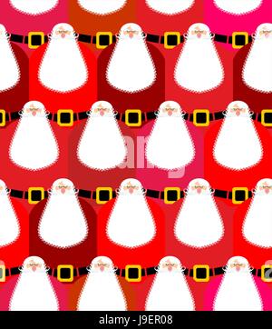 Santa Claus seamless pattern. Sfondo di Natale da anziani. Molti Santa con la barba e baffi. La Folla di Natale. La consistenza del tessuto per la nuova y Illustrazione Vettoriale
