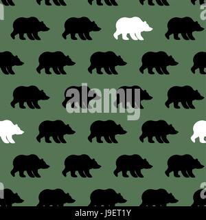 Bianco e orso grizzly seamless pattern. Sfondo di animali selvatici Illustrazione Vettoriale