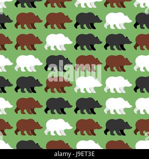 Porta seamless pattern. Sfondo della wild Grizzly. Gregge di animale selvatico. Ornamento per tessuti da orsi polari e Grizzlies. Illustrazione Vettoriale