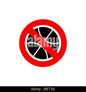 Arrestare il basket. È vietato giocare a basket. Congelati è un accessorio per il gioco. Red vietando carattere. Illustrazione Vettoriale