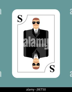 Carta da gioco agente segreto, Scout, spy. Concettuale scheda nuova gente in costume. Durante il gioco, imparare giocando nascosto scheda. Illustrazione Vettoriale